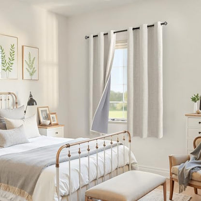 YoungsTex Linen Blackout Curtains 38 X 63 Inch Length for Bedroom - color: Linen, size: 38"W x 63"L (Pack of 2)