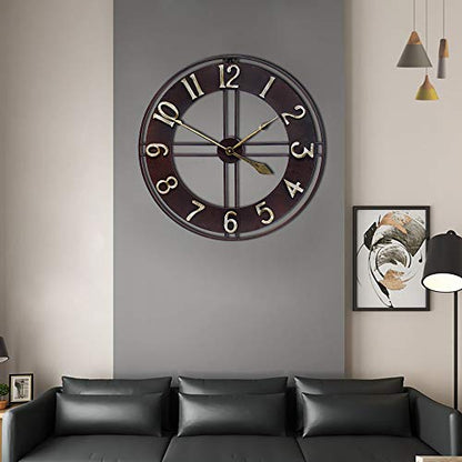 Growsun Large Wall Clock 30 inches Pure Metal Retro Heavy Duty Large Decorative Decor for Home Living Room Farmhouse - size: 30 inch