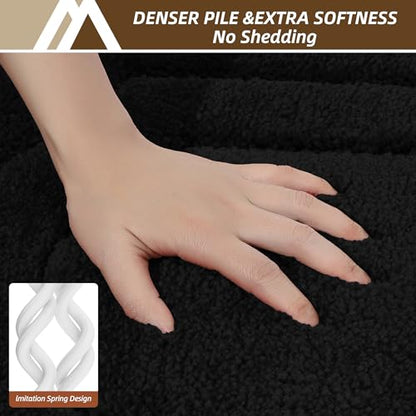 COSY HOMEER Plush Non-Slip Bath Mat, Black, 24" x 48" - color: Black, size: 24" x 48" (Oval)