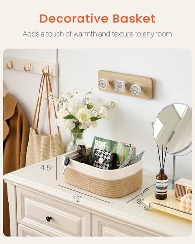 KALLAX Small Woven Storage Basket for Organizing, 12 x 8 x 4.5 inch, 3 Pack - color: White & Brown, size: 12"L x 8"W x 4.5"H