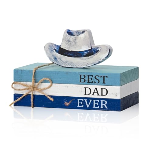 Smile Best Dad Ever Wooden Table Decor Dad & Cowboy Hat Desktop Signs - Father's Day Tabletop Decorations for Home Office Shelf - Gift for Dad, Husband, Grandpa - style: Dad