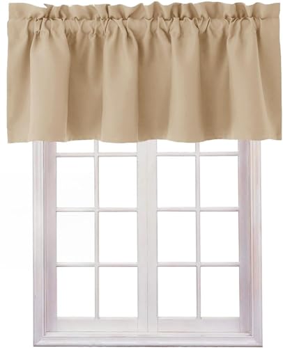 Hiasan Biscotti Beige Valance Curtains for Window 42 x 18 Inches 1 Panel - color: Biscotti Beige, size: 42"W x 18"L (Pack of 1)