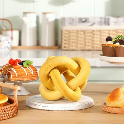 Yalikop 3 Link Wood Knot Decor Rustic Table Shelf Accents, Yellow - color: Yellow