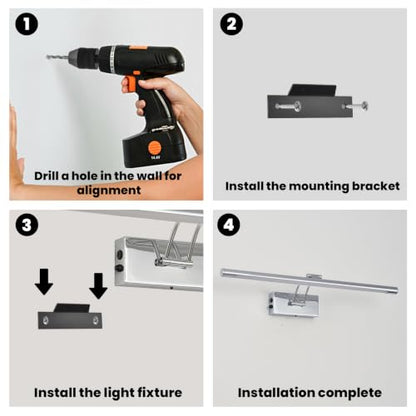 Battery Operated Picture Light for Wall,Chrome 23.6-Inch - color: Chrome, size: 23.6 Inch