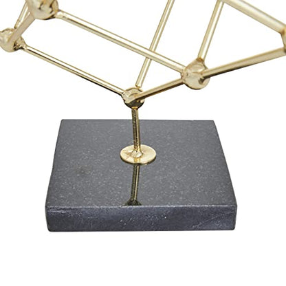 Deco 79 Marble Geometric Sculpture with Black Base, 9" x 9" x 12", Gold - color: Gold