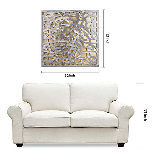 Empire Art Direct Gold Enigma Polished Steel Sculpture Abstract Wall Art with Gold Leaf,Ready to Hang,Living Room, Bedroom ＆ Office (PSL-19308-3232) - color: Gold Enigma, size: 32"L x 32"W