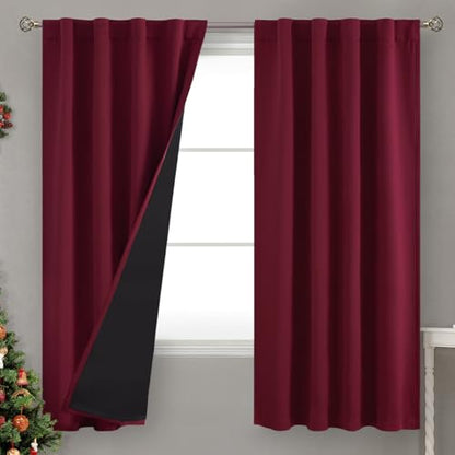 BGment 100% Blackout Curtains 63 Inch Length 2 Panels Set, Burgundy Red - color: Burgundy, size: 38"W x 63"L (Pack of 2)