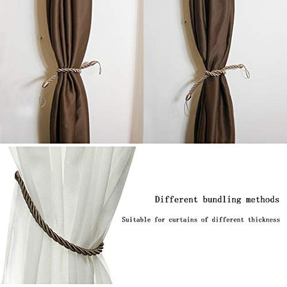 BEL AVENIR Curtain Tiebacks Ropes Tie-Backs,Handmade Holdbacks(Flaxen,4P) - color: Flaxen, size: 4pack