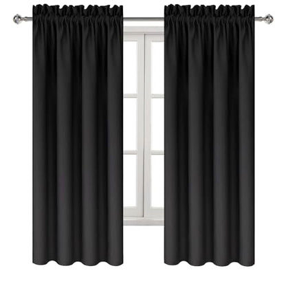 DWCN Blackout Curtains – Thermal Insulated, Energy Saving & Noise Reducing Bedroom and Living Room Curtains, Black, W 42x L 63 Inch, Set of 2 Rod Pocket Curtain Panels (Pack of 2) - color: Black, size: 42"W x 63"L (Pack of 4)
