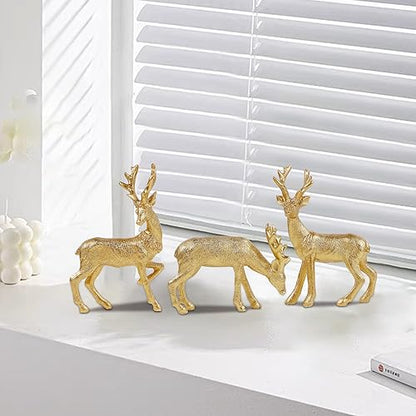 Lulu Home 3 PCS Christmas Reindeer Figurines, Peer (Textured) - style: 3 Peers with Texture