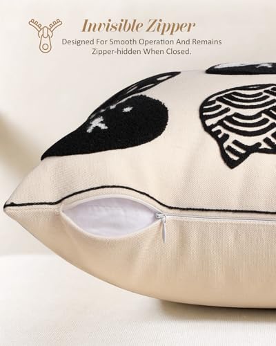 Embroidered Throw Pillow Cover 18x18 Inch, Cat Heads - color: Cat Heads, size: 18" x 18" (Pack of 1)