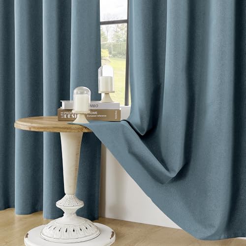 ChrisDowa Stone Blue Blackout Curtains 45 Inches Long 2 Panels for Bedroom - color: Stone Blue, size: 52"W x 45"L (Pack of 2)