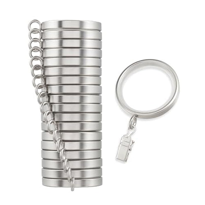 Cambria Designer 2" Brushed Nickel Quiet Glide Curtain Rings 18 Pack - color: Brushed Nickel, size: Large 2 in
