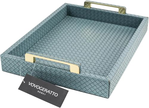 Decorative Serving Tray, Blue, 16"x12" Large Rectangular - color: Mist Blue