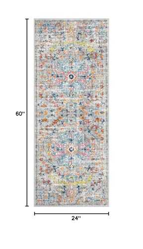 Pauwer Hallway Runner Rug 2x5, Washable Non Slip Kitchen Runner, Grey Multi - color: Grey Multi, size: 2' x 5' (Runner)