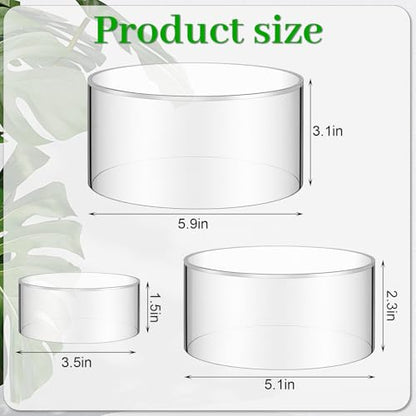 6 Pcs Acrylic Risers Display Stands, 5.9'' 5.1'' 3.5'', Clear Round Nesting Pedestal Shelf with Hollow Bottom for Tabletop Jewelry Display, 3 Sized
