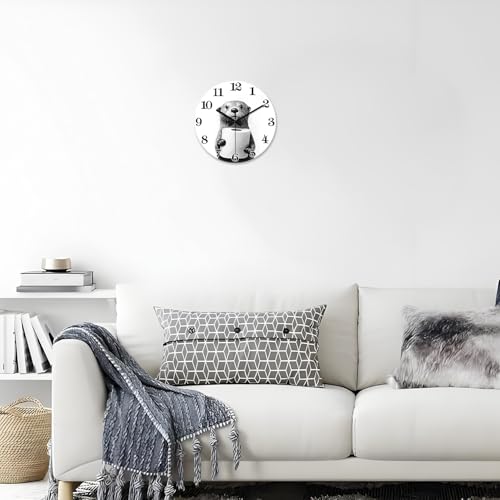 XNM Funny Bathroom Wall Clocks Battery Operated 12 Inch - color: Black4, size: 12 Inch