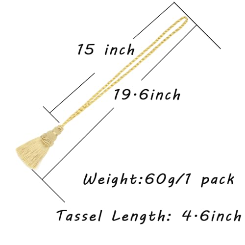 6 Pack Curtain Tie Backs Rope Tassels for Curtain Holdback - color: Gold, size: 6p