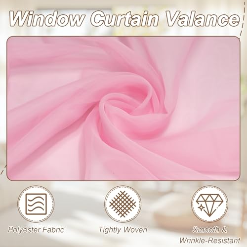 uxcell Window Valance, 51x24 Beaded Sheer Valance Curtains Light Pink - color: Light Pink