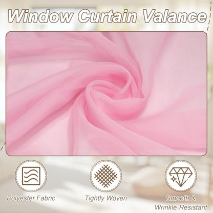 uxcell Window Valance, 51x24 Beaded Sheer Valance Curtains Light Pink - color: Light Pink