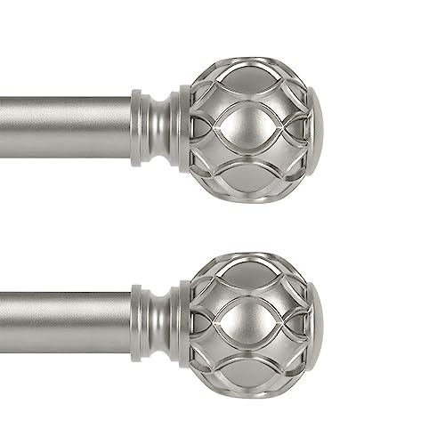 TANGWIN Farmhouse Curtain Rod Adjustable,Heavy Duty Boho,18-45,Silver,2Pack - color: Antique Silver, size: 18-45" & 2pack