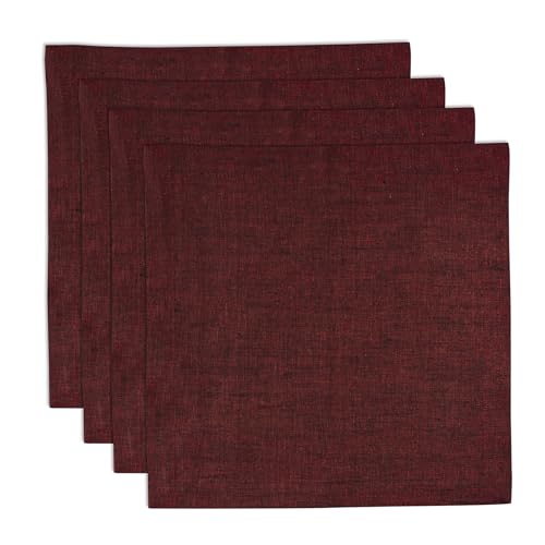 Solino Home 100% 리넨 플레이스 매트 레드 가넷, 아테나 35.6 x 35.6cm(14 x 14인치), 4개 세트 - color: 25: 레드 가넷, size: 14" X 14" (Set of 4)