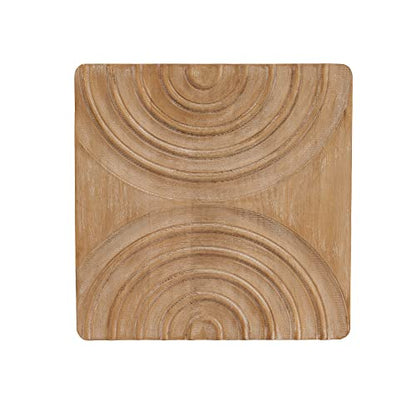 Bloomingville Boho Square Wood Wall Art with Carved Arches, Natural