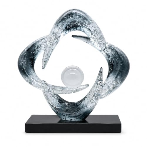 Abstract Art Sculpture, Resin Gold Decorative Statue, Modern White Ornaments for Living Room, Decorativas Modernas for Coffee Table/Entryway/Office Collectibles (Grey Foil) - color: Grey Foil