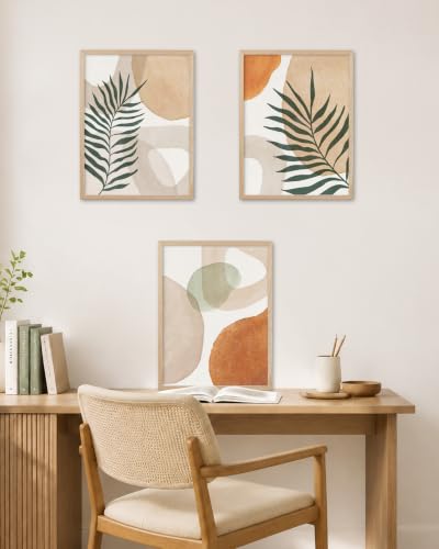 HesenDot Natural OAK Wood Neutral Abstract Framed Wall Art,12x16in - color: Abstract Shape