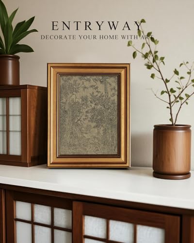 HUARCEY Gold Framed Canvas Wall Art, Antique Landscape Sketch, 8x10 Inch - color: Landscape Sketch, size: 10"L x 8"W