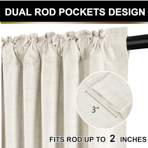 Linen Total Blackout Curtains for Bedroom 72 inch Long, Beige - color: Alba | Beige, size: 50"W x 72"L (Pack of 2)