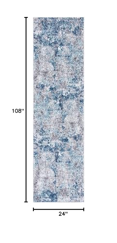 SAFAVIEH Aston Collection Runner Rug - 2' x 9', Navy & Grey, Modern Abstract Design, Non-Shedding & Easy Care, Ideal for High Traffic Areas in Living Room, Bedroom (ASN710N) - color: Navy/Grey, size: 2' x 9' (Runner)