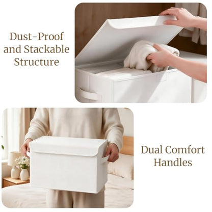 Storage Bin with Lid, Closet Boxes, 4 Pack, White, 10.2x7.9x6.7 In - color: White, size: Small（4 Pack）