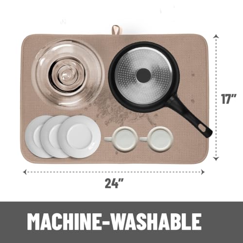 Bellemain Dish Drying Mat, Drying Matt Kitchen Counter, 17 x24 Inch -Mocha - color: Mocha, size: 17" x 24"