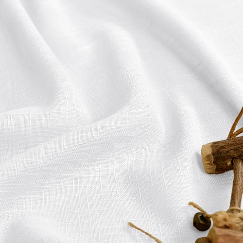 DWCN White Faux Linen Sheer Curtains, 2 Panels, 38x63 Inch - color: White, size: 38"W x 63"L (Pack of 2)