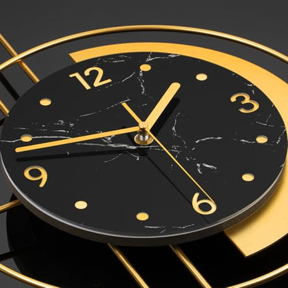 Large Modern Wall Clocks for Living Room Gold Silent Analog Clock - style: Antique
