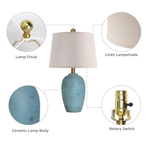 AIEAMPDO 21'' Set of 2 Coastal Small Ceramic Lamps for Bedroom - color: Light Blue