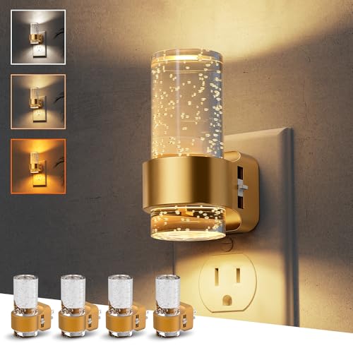 L LOHAS LED Night Lights Plug into Wall, 4 Pack Mini Dimmable Night Light - color: Gold Ring-3CCT-Mini, size: 4 Pack