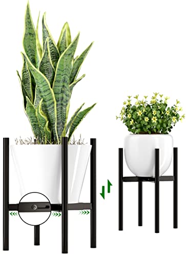 EKNITEY Adjustable Metal Plant Stand - Fits 8 to 12.5 inches Pots (Black) - color: Black