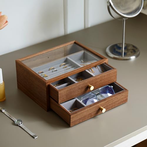 Black Walnut Jewelry Organizer, 2 Layer - size: 2 Layer