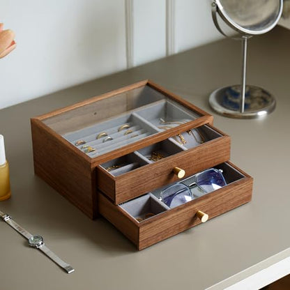 Black Walnut Jewelry Organizer, 2 Layer - size: 2 Layer
