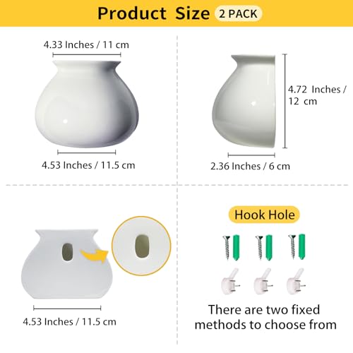 White Ceramic Wall Planters, Set of 2, 4.7 Inch, Flared Design - color: 2pcs-small