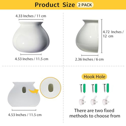 White Ceramic Wall Planters, Set of 2, 4.7 Inch, Flared Design - color: 2pcs-small