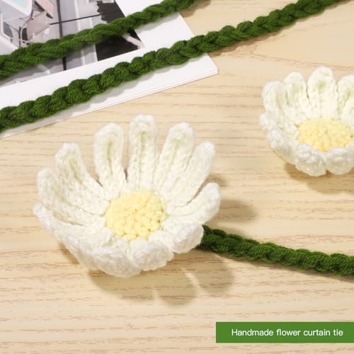 2 Pack Boho Handmade Flower Curtain Tiebacks & Holdbacks, Daisy - color: Daisy Flowers