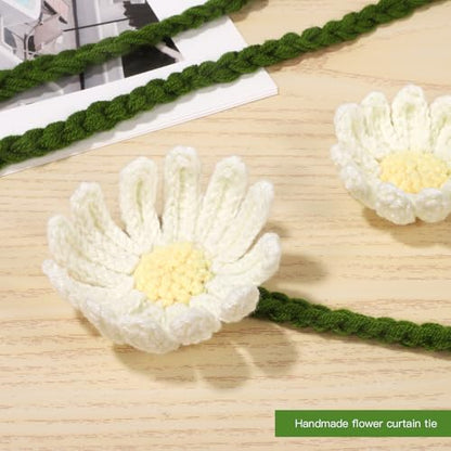 2 Pack Boho Handmade Flower Curtain Tiebacks & Holdbacks, Daisy - color: Daisy Flowers