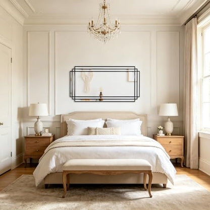 47"x24" Large Rectangle Beveled Mirror with Black Geometric Frame - color: Black, size: 47"L x 24"W