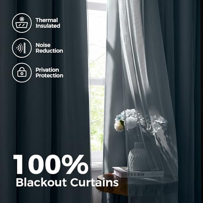 100% Blackout Curtains for Bedroom, Double Layer Blue 72" L - color: Celestial Blue, size: 52"W x 72"L (Pack of 2)