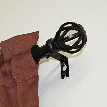 Lumino 5/8" Cage Single Curtain Rod Set 30"-84" Black