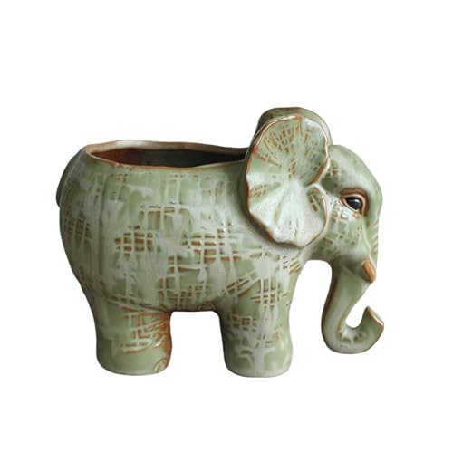 Cute Animal Elephant Shaped Ceramic Succulent Cactus Air Plant Flower Pots Planters-Plant Not Included (4.7 Inch) - size: 4.7 Inch