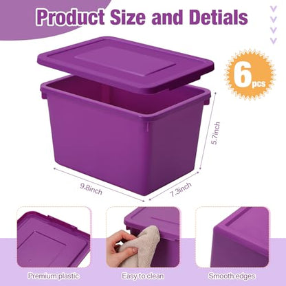 Potchen 6 Pack Small Stackable Storage Bins with Lids, Colorful - color: Colorful